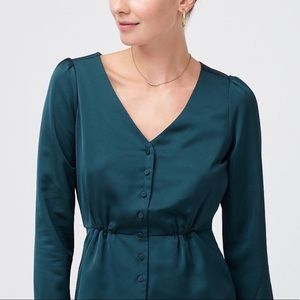 J Crew Factory Peplum Crepe Satin Blouse NWT